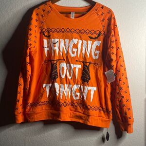 Halloween Junior Plus Orange light up Multi color lights sweatshirt Bats XXL 19